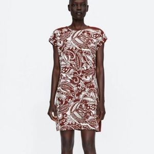 Zara Paisley DressRust Orange/White Size Large